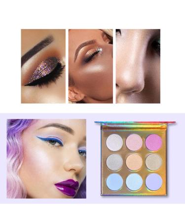 UCANBE Kaleidoscope Holographic Highlighter Makeup Palette - 9 Color Polarized Shimmer Illuminating Glow Set - Buy Online on GoSupps.com