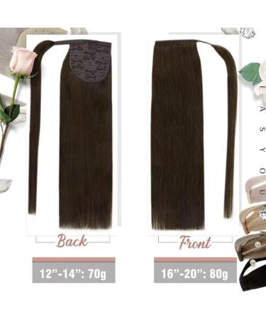 Easyouth Brown Human Hair Ponytail Extensions 14 Inch - 70g #2 | Real Hair Wrap Around Ponytail - Buy Online on GoSupps.com