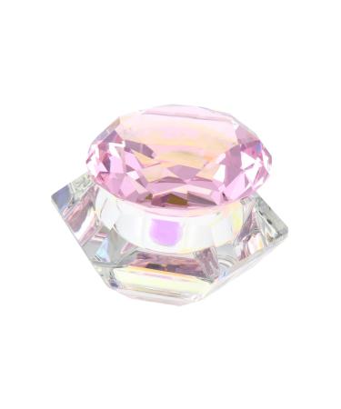 VINTORKY Clear Nail Polish 1pc nail art crystal cup nail tools manicure nail art cups crystal art glass crystal cup with lid self made crystal cup for nail art Hexagon Cups 7.5x6cm Pink
