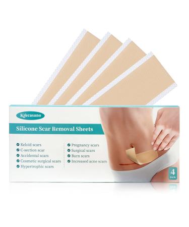 Krucasano Silicone Scar Removal Sheets - Softens and Flattens Scars Ideal for Old and New Scars - Caused by C-Section Surgery Burn Injuries Acnes and Stretch Marks Skin-Colored