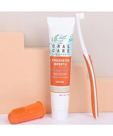 Dog Toothpaste with Brush - Dog Toothpaste and Brush Set - Dog Teeth Cleaning Kit Finger Brush Care Kit for Dogs Cats Puppy Pet Supplies Hamil A: Vanilla Flavor - Buy Online on GoSupps.com