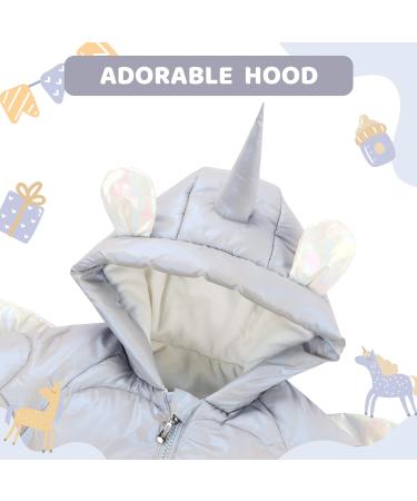 Baby Winter Hooded Snowsuit Jumpsuit | Fleece Jacket Coat for Toddler Boys Girls (3-6 Months) - Grey - Buy Online on GoSupps.com