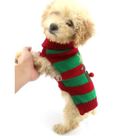 Buy Hrttsy Christmas Dog Sweater - Warm Winter Pullover for Small & Medium Dogs Red & Green Pet Costume - Buy Online on GoSupps.com