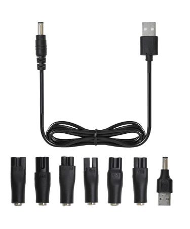 7 Pcs Electric Charger Shaver Power Adapter Cord Replacement Black Electric Shaver Chargers & Power Supplies USB Shaver Charger Cable Kit Men Shaver Charger Cable Kit Bathroom and Toilet