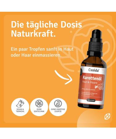 Casida Carrot Oil 50 ml skin & hair naturally pure mixture of carrot seed oil and carrot root extract natural care & selftanning vegan - Buy Online on GoSupps.com