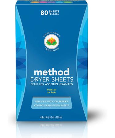 Method Dryer Sheets - Fresh Air Scent, 80 Sheets per Pack - Eco-Friendly Fabric Softener - Buy Online on GoSupps.com