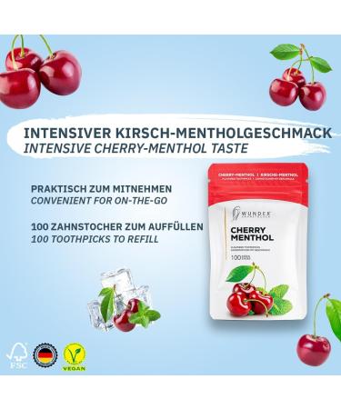 Wonder Toothpick Refill Pack | Flavorful Sugar-Free Cherry & Menthol Toothpicks | Fresh Breath & Smoking Cessation | Plastic-Free Chewing Gum Alternative - Buy Online on GoSupps.com