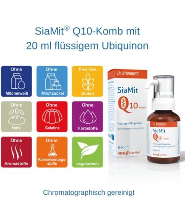 Siamit Q10 Komb Ubiquinon Drops (20ml) - Purely Vegan & High Dose Liposomal Coenzyme Kaneka Q10 | Supports Nerves & Immune System | MSE Pharmaceuticals Dr. Enzmann - Buy Online on GoSupps.com