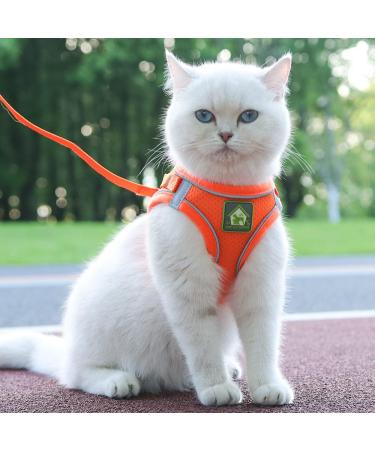 Femax Soft Mesh Dog Harness with Leash for Small & Medium Dogs | Adjustable No Pull Vest & Reflective Design for Chihuahua & Cats - XS (26-29cm) - Orange - Buy Online on GoSupps.com
