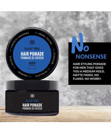 Scent Free Medium Hold Vegan Pomade for Men - EWG Verified All-Natural Water-Based Flake-Free Styling for All-Day Hold - Buy Online on GoSupps.com