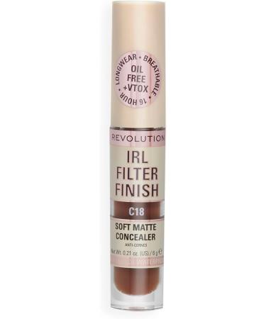 Makeup Revolution IRL Filter Finish Concealer C18 Dark Skin Tones 6g - Medium to Full Coverage Matte Finish - Pack of 1 - Buy Online on GoSupps.com