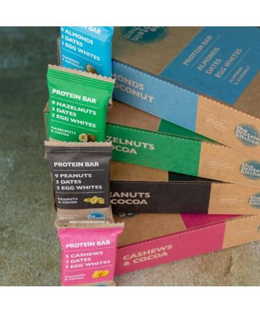 Buy Natural Protein Bars - Sugar-Free Additive-Free Snack (12x55g Mix Box) - Delicious Dates Egg Whites & Cocoa - Buy Online on GoSupps.com