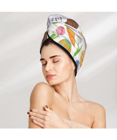 Happy Easter Microfiber Hair Towel - Soft Super Absorbent Wrap for Long Curly & Thick Hair | Coral Velvet Quick Dry Cap - Buy Online on GoSupps.com
