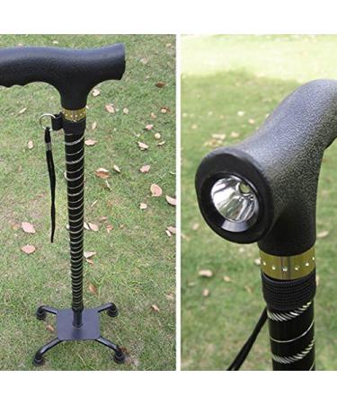 Aluminum Alloy Crutch - Men Ms Four Feet Walking Stick -Elderly Four Corners Crutch -Adjustable Telescopic Cane Mobile Aid with Light Black powerfully - Buy Online on GoSupps.com