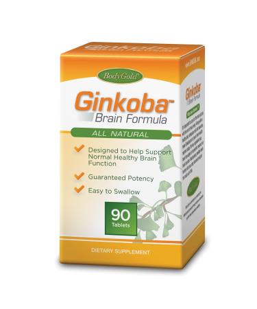 Body Gold Ginkoba Ginkgo Biloba Leaf Extract 120mg | Healthy Circulation & Brain Function Support | 30 Serv 90 Tablets