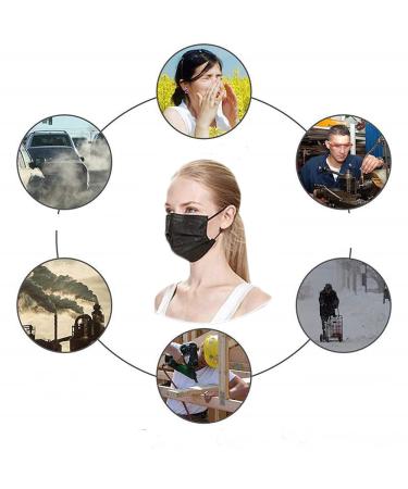 100PCS 3-Ply Black Disposable Face Mask for Filter Protection - Buy Online on GoSupps.com