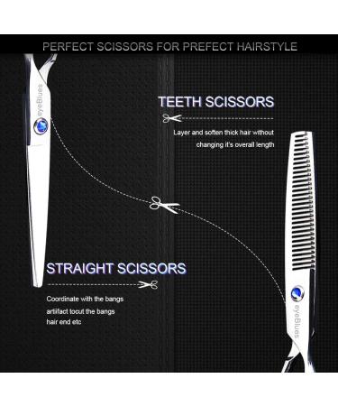 Professional Hair Cutting Scissors Kit - 12Pcs Set with Thinning Shears, Comb, Cloth, Clip - 4CR Stainless Steel for Home Salon and Barber Use - Buy Online on GoSupps.com