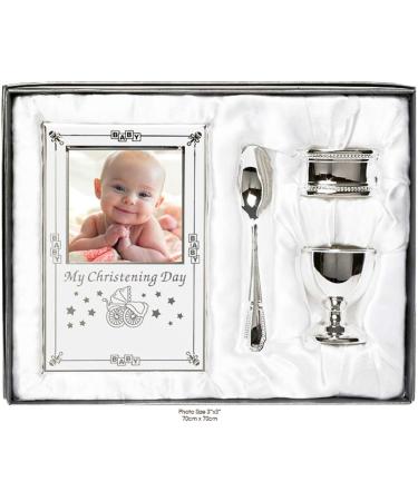 Silver Plated Christening Day Gift Set - 4-Piece in Presentation Box - Buy Online on GoSupps.com