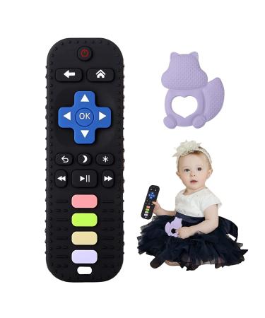 Baby Teething Toys Baby Teether Toy Remote Control for Babies 0 Months+ Silione Pacifier Chew Toys for Infant Baby Toddlder Gums Relief Gift Black