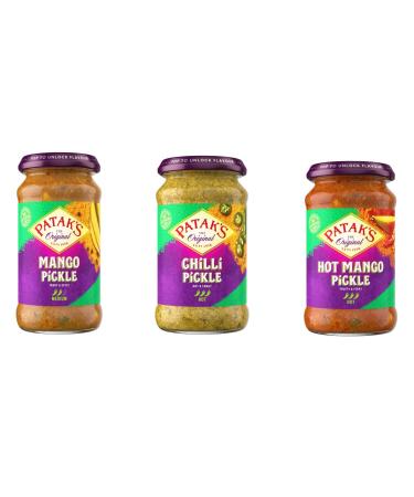Pataks Pickle Combo Pack - Pataks Mango Pickle 283g - Pataks Chilli Pickle 283g - Pataks Hot Mango Pickle 283g - Pack of 3