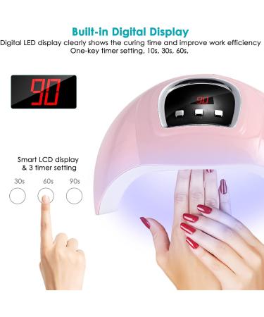 Sanon UV LED Nail Lamp 54W - Professional 18 Light Beads Gel Polish UV Nail Lamp with Auto Sensor and 3 Timer Settings - Buy Online on GoSupps.com