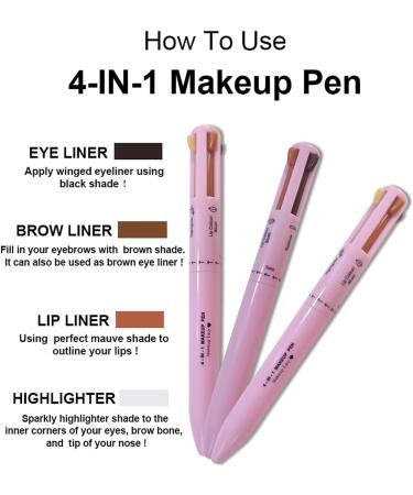 4In1 Make Up Stift Lip Liner Highlight Eyeliner Eyebrow Pencil Multifunctional Portable Makeup Pen Girls Makeup Gift Broken Key Extractor (B One Size) 1 count (Pack of 1) B - Buy Online on GoSupps.com