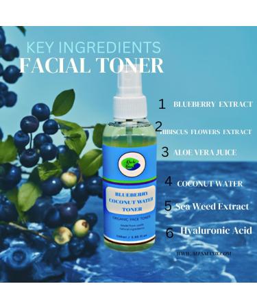 Blueberry Coconut Water Toner - Hydrating & Anti-Aging Face/Neck Moisturizer | International Shipping Available - Buy Online on GoSupps.com