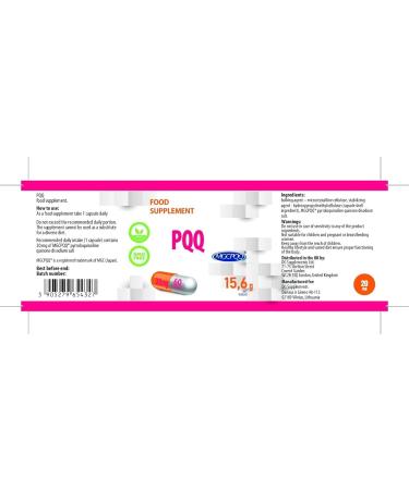 Hepatica PQQ (MGCPQQ ) 20mg 60 Vegan Capsules Tested by a Third Party Laboratory Gluten Free and GMO Free - Buy Online on GoSupps.com