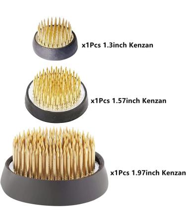 Japanese Flower Arranging Kenzan: 3 Pcs Flower Frogs in Gold - 1.3, 1.57, 1.97 Inch - Ikebana Supplies for Flower Arrangements - Buy Online on GoSupps.com