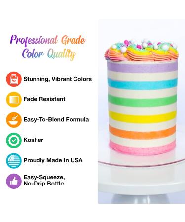 Chefmaster Neon Liqua-Gel Food Coloring - 6-Pack 20ml Bottles - Fade Resistant Formula - Vivid Colors - Easy-To-Blend - Made in USA - Buy Online on GoSupps.com