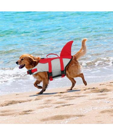 Emust Dog Chimney Shark - Swimming Vest for Small Medium & Large Dogs | Safety Vest with Rescue Handle for Pool & Beach | S Red - Buy Online on GoSupps.com