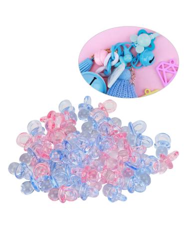 Mini Decorative Pacifier Set - 100 Acrylic Pacifiers for Birthday Parties & Baby Baptism - Colorful Calm Toys (Pink & Blue) - Buy Online on GoSupps.com