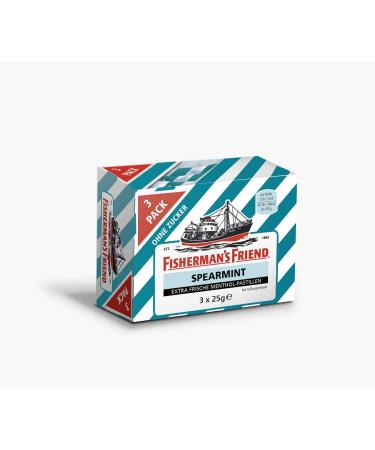 Fisherman's Friend Spearmint 3 Series Box Green Mint and Menthol taste sugar -free & vegan candies for fresh breath 3 x 25g - Buy Online on GoSupps.com