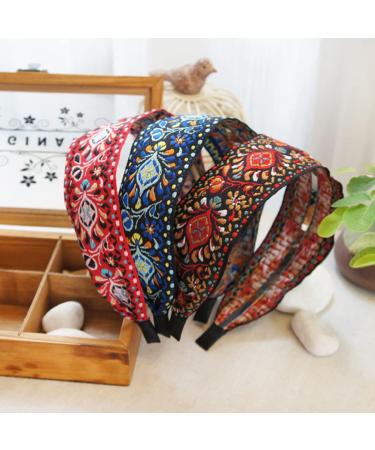 Onsoyours Vintage Flower Embroidered Hair Band - Boho Fabric Headband for Women | Sweet Hair Wrap Accessory - Buy Online on GoSupps.com