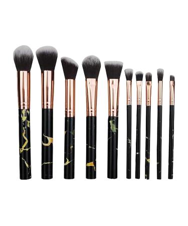 Set brush Portable brush set brush makeup eye 10PC shadow foundation Brush Mens Hair Brush(Color:Black) (Multicolor)