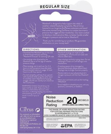 WeatherX Headache Prevention Earplug | Shifts in Barometric Pressure Relief | Free Alert App | Regular Size | 1 PK - Buy Online on GoSupps.com