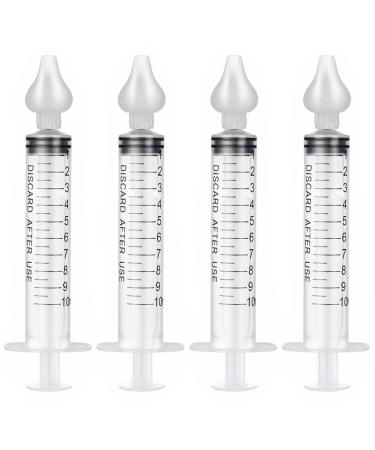 4 pieces of nasal shower yutou 10ml syringe nose rinse for newborn baby children safe nose cleaner with cleaned and reusable silicone suction tip