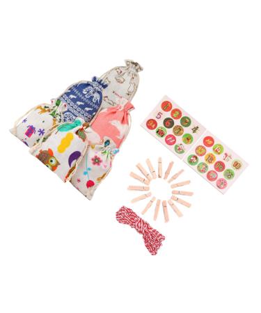 RORPOIR 51pcs Christmas Countdown Calendar Christmas Calendar Pouch Christmas Hanging Halloween Burlap Bag