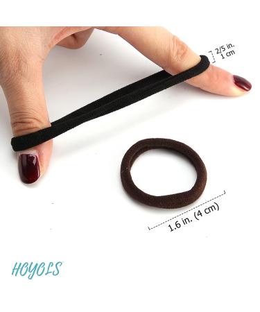 100 Soft Thick Seamless Cotton Hair Ties Ponytail Scrunchies Set - No Damage, Crease-Free Hair Accessories for Women, Girls, and Kids - Brunette Brown Collection - Buy Online on GoSupps.com
