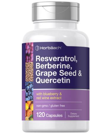 Horb ach Resveratrol Berberine Grape Seed & Quercetin | with Blueberry & Red Wine Extract | 120 Capsules | Non-GMO Gluten Free & Vegetarian Supplement