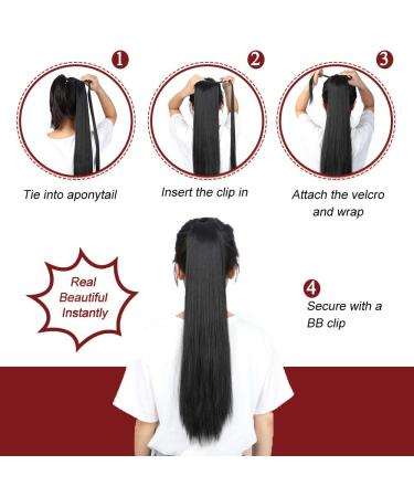 Shop Black Clip-in Ponytail Extensions - 70cm Hairpiece for Natural Look | Glow Hair Extension & Magic Paste Wrap Around - Buy Online on GoSupps.com