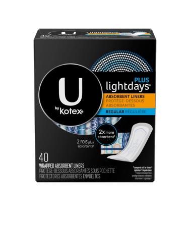 U by Kotex Lightdays Plus Absorbent Liners 40ct