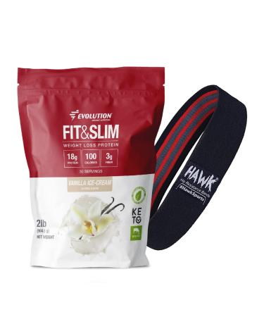 Evolution Advance Nutrition Fit & Slim Blend, 2 Pounds + Resistance Loop Bands for Home Exercise Grass Fed Whey Protein Powder, Easy Digesting, Keto Approved, Non GMO, Stevia Sweetened (Vanilla)