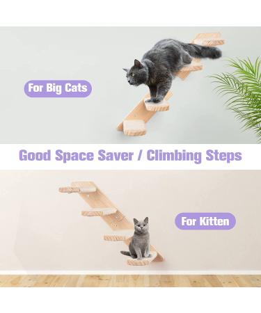 BEBOBLY Reversible Cat Climbing Shelf | Wall Mounted Cat Stairs Ladder | 4 Step | Eco-Friendly Sisal Rope | Perch Platform | Scratching Post | Activity Tree - Buy Online on GoSupps.com