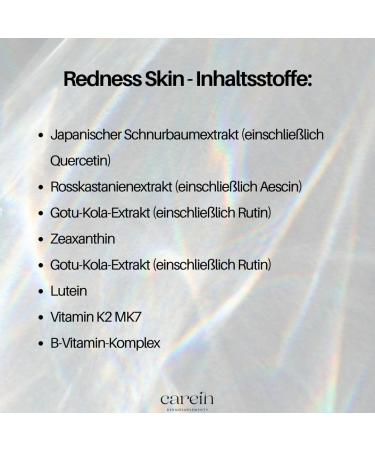  Carein Redness Skin Dermosupplement - For rosacea and skin redness - With quercetin and vitamin complex - 60 vegan capsules Carein - Buy Online on GoSupps.com