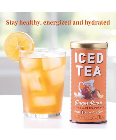 Republic of Tea Ginger Peach Black Iced Tea - 8 Large Pouches, 8 Quarts - 8 Count Pack - Buy Online on GoSupps.com