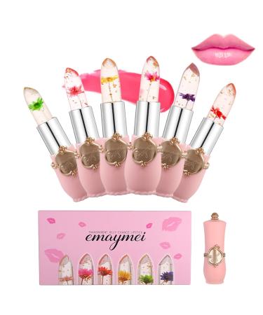 Xiangmall 6 pieces jelly lipstick color change temperature crystal lip balm flower color change lip gloss gift for mother girl (6 pieces) - Buy Online on GoSupps.com