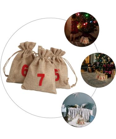 HAPINARY 24pcs Christmas Sack Candy Bags Advent Calendar Linen-like Cloth with Non-woven Lining - Buy Online on GoSupps.com