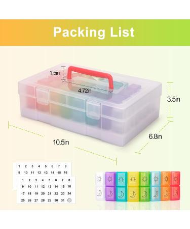 Yewltvep Monthly Pill Organizer - 2X Daily 30-Day Medication Tracker with Travel Case 32 Compartments - Convenient White Pill Box - Buy Online on GoSupps.com