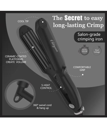 Crimper Hair Iron - 1.5 Ceramic Plates for Fluffy Waves | 5 Heat Settings & Auto Off | Volumizing Hair Tool - Buy Online on GoSupps.com